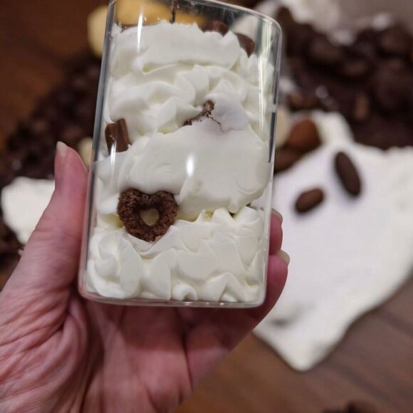 Handmade ✦ Soy Wax Candle ✦ Chocolate Dessert Whipped Style Recycled Glass 4" - Picture 7 of 8